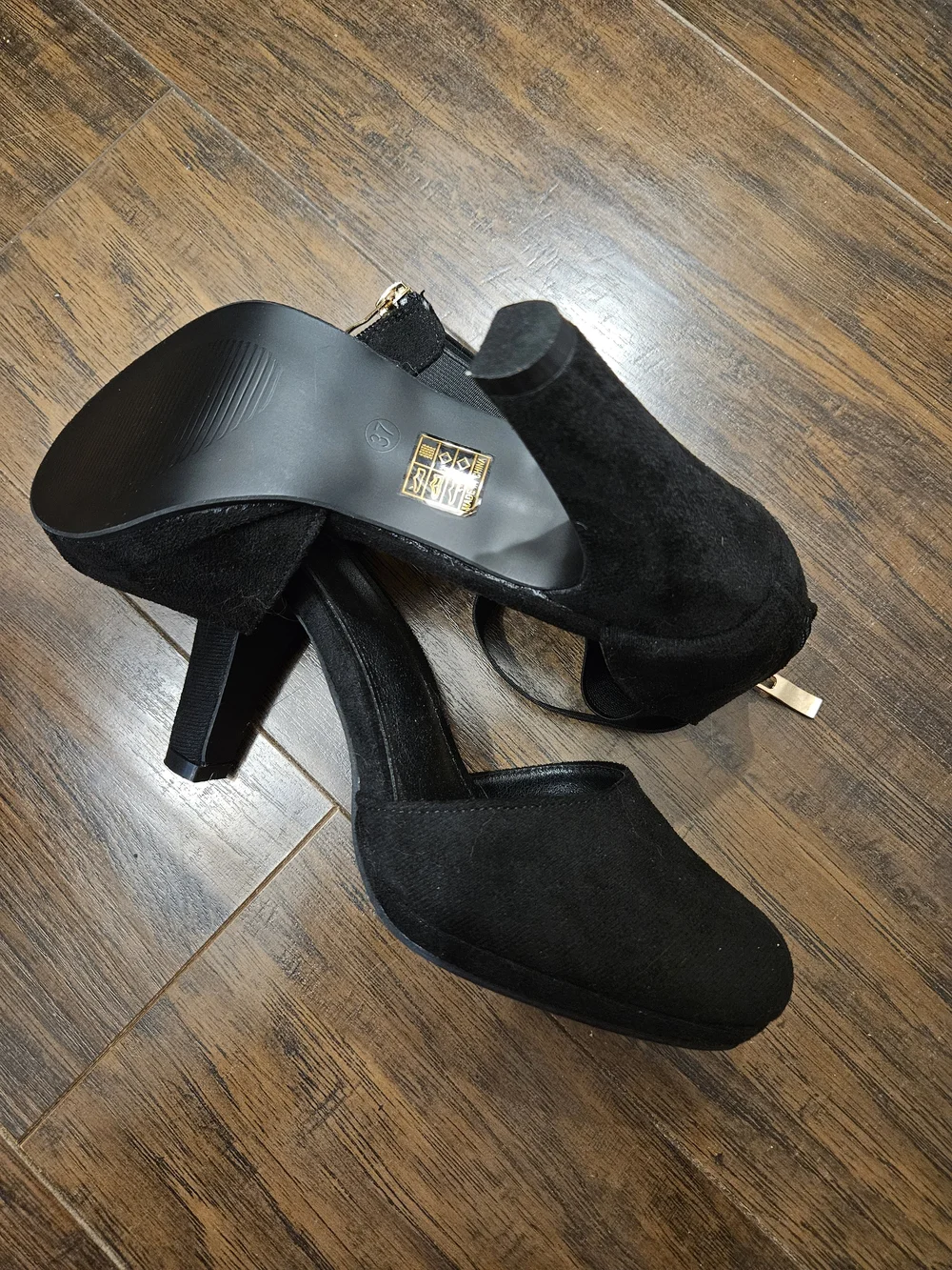 Black Suede Ankle-Strap Heels